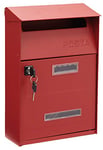 ARREGUI Up D-2006/R Boîte aux Lettres Individuelle en Acier, Taille S (Courrier format A5), Petite Boîte aux Lettres Murale, Fenêtres Transparentes, Facile à Installer, Rouge