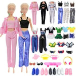 20Pcs Doll Clothes and Accessories Compatible with Barbie, 1 Sports Outfits 1 Tops Shorts 1 T-Shirt Skirt 3 Suspenders Pants 1 Vest Trousers 1 Football Uniform Shoes Hat for 11.5 inch Doll, Girl Gift