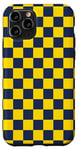 Coque pour iPhone 11 Pro Motif damier doré et bleu roi - Contraste royal