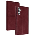 Folio Case for Samsung Galaxy A34 5G Stand Feature Magnetic Cover Burgundy