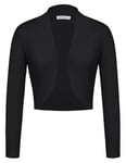 Top Veste Bolero Femme Manche Longue Col Rond en Tricot Tissu Confortable Noir S