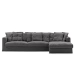 Upholstery For Le Grand Air 3-seater Sofa Linen Divan Right, Carbon Dust