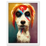 Doppelganger33 LTD Aladdin Sane Ziggy Stardust Terrier Dog Fun Quirky Painting Artwork Framed A3 Wall Art Print