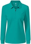 AjezMax Polo à Manches Longues pour Femme Coupe décontractée Sports Golf Travail avec 1/4 Zip Vert S