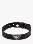 Emporio Armani Men's Leather Strap Bracelet, Silver/Black