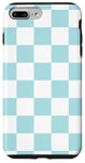 Coque pour iPhone 7 Plus/8 Plus Bleu poudré esthétique à carreaux, pastel danois, damier