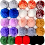 BQTQ 26 Pièces Pompons Fausse Fourrure Balls Bricolage en Fausse Fourrure Pom Pom Moelleux avec Boucle élastique pour Accessoires de Sac à Gants écharpe Porte-clés (13 Couleurs)