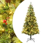 Sapin de No�l pr�-�clair� et pommes de pin vert 195cm PVC et PE