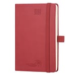 POPRUN Agenda de Poche 2025 Semainier 16 x 10,5 cm D'août 2024 à déc 2025-17 Mois Petit Agenda Scolaire avec Couverture Souple en PU Cuir, Papier Certifié FSC®, Bourgogne