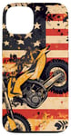 Coque pour iPhone 13 Drapeau américain Art déco jaune pour moto Dirt Bike Braap