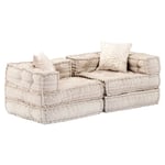 Coussins De Sol Poufs Modulaire Chaise Longue En Tissu 2 Places En Tissu Beige Dec021233