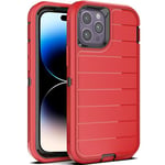 YmhxcY for iphone 14 Pro Case,3-in-1 Super Heavy duty phone protective case/Shock Protection/Dust Proof/Super sturdy, Designed for iphone 14 Pro 6.1"-Red/Black