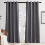 KGORGE Rideau Occultant - Rideaux Thermique Isolant Anti UV, Lot de 2 Rideaux Opaque Draperies Intérieurs Decoration pour Maison Chambre Fenetre avec Œillets, 140x220 cm, Gris Rideau