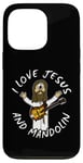 Coque pour iPhone 13 Pro I Love Jésus et Mandoline Chrétienne Worship Église Bluegrass