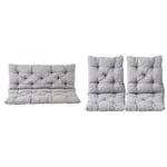 Ambient Home Coussin pour Banc de Jardin HANKO Gris Clair 145 x 95 x 8 cm 90267 & Lot de 2 Coussins Haut Dossier HANKO pour Fauteuil de Jardin, Coton, ca. 98 x 50 x 8 cm, Ton Gris Clair, 2 Unité 1