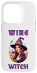 Coque pour iPhone 14 Pro Sorcière du vin d'Halloween buvant sa potion