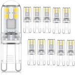 G9 LED-lampor 1,5 W motsvarande 20 W halogen kallvitt ljus 6000K, AC 220-240V, ej dimbar, minilampa, flimmerfri, 10-pack