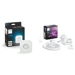 Philips Hue Pont de Connexion - Fonctionne avec Alexa - Compatible avec Apple Homekit + White & Color Ambiance Indoor LightStrips+ 2m base connectique, compatible Bluetooth