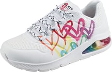 Skechers Women's Uno 2 Floating Love Sneaker, Wht Duraleather Multi Color Heart Print Trim, 5 UK