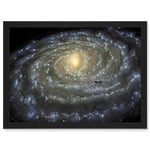 Space Map Milky Way Galaxy Spiral Stars Solar System Earth Diagram Artwork Framed Wall Art Print A4