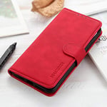 Samsung Galaxy S24 FE Case, Sturdy Practical Samsung Galaxy S24 FE Phone Case, Magnetic Flip Wallet Case for Samsung Galaxy S24 FE Case, Red