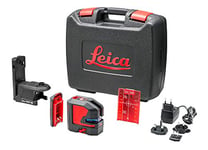 Leica Lino L2P5 – laser croix et point avec batterie Li-ion, chargeur et adaptateur magnétique innovant, en coffret (laser rouge, portée : 25 m)