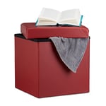 Relaxdays 10019043_57 Tabouret, Rouge foncé, 38 x 38 x 38 cm