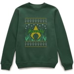 DC Aquaman Knit Christmas Jumper - Forest Green - L