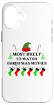 iPhone 16 Plus Most Likely To Watch Christmas Movies Family Santa Elf Hat Case