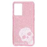 Coque Iphone 12 PRO MAX paillettes rose mort dentelle blanche personnalisee