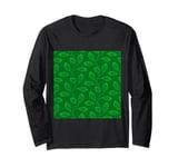 Climbing Vine Leaves In Lime On Green Long Sleeve T-Shirt