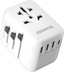 Adaptateur De Voyage 100V 250V Adaptateur Prise Universelle 2500W Avec 3 Usb A Et 1 Usb C Type C Adaptateur International Portable 47X53X71Mm Adaptateur Universel Prises Uk Us Au C[EXT252916]