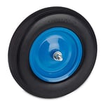 relaxdays Roue de brouette 4.80 4.00-8, Pneu en Caoutchouc Plein avec Jante Acier, Charge 120 kg, Noir/Bleu