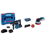 Bosch Professional 18V System perforateur sans-fil GBH 18V-26 F (2,6 J, SDS plus, avec 2 batteries ProCORE18V 5.5Ah, chargeur GAL 1880 CV, dans L-BOXX 136) & 0601372200 Ponceuse excentrique