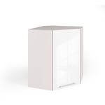 Meuble de Cuisine Angle Haut, 60x60 cm, 1 Porte Blanc Brillant