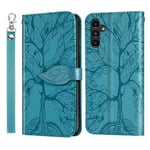 IMEIKONST Coque Compatible avec Samsung Galaxy A25 5G, Flip Étui PU Cuir [Porte-Cartes de Crédit] Portefeuille [Magnétique] Étui à Rabat Housse Coque pour Samsung A25 5G. Tree Bleu RXZ