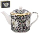 Presentation Boxed William Morris Pimpernel Fine China Teapot Leaf Blue Green