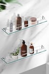 60cm Wall Mounted Bathroom Shelf Tempered Glass 6MM Thick Storage Rack Organizer