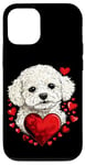 Coque pour iPhone 12/12 Pro Coeurs de Bichon Frisé pour la Saint-Valentin