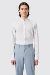 Shelby & Sons Mens Saunders Slim Fit Grandad Collar White Linen Shirt - Size Small