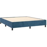 Sommier à lattes sur pieds cadre de lit 160x200 cm tissu velours bleu foncé TDL0207309