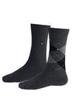 Tommy Hilfiger - Classic Mens Socks - Men's Accessories - Tommy Hilfiger Mens Socks - Signature Embroidered Logo - 2 Pack - Anthracite