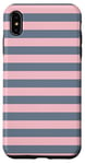 Coque pour iPhone XS Max Rose Gris rayé Girly Esthétique Preppy Stripes