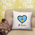 St Lucia Cushion Love Heart Flag Gift - 40cm x 40cm