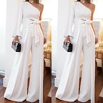 Womens One Shoulder Wide Leg Summer Office Jumpsuit Ol Playsuit Formal Trousers