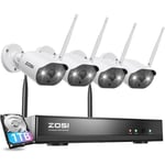 ZOSI Kit Caméra de Surveillance Sans Fil, 2K NVR avec Disque dur Intégré 1TB, Caméra de Sécurité en 3MP pour Extérieure