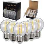 GROOFOO 6-Pack Led Ampoule G45 2700K Globe Blanc Chaud Led Filament Ampoule E27 220 / 240V Edison Ampoule Lustre Ampoule 4Watt -A