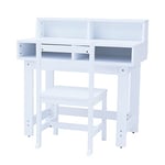 Fantasy Fields by Teamson Kids Wooden Writing Desk with Storage, Children's Play Table and Chair Set, School Study Desk Organiser in White