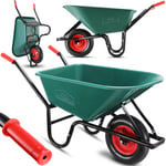 Brouette de jardin 100L en acier laqué charge max 250kg brouette de chantier cuve résistante aux chocs transport construction pneu gonflable profil