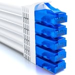 5x 0,25m CAT6 Set de Câbles Réseau - Court 25cm U-UTP RJ45 CAT-6 Câble LAN Câble Patch Ethernet Câble DSL Switch Routeur Modem Répéteur Panneau de Brassage - Blanc